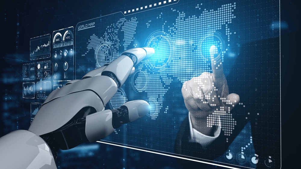 robot and man working together through AI and data strategy consulting